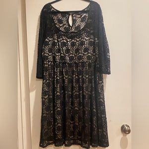 Torrid black lace over silver dress. Size 2.